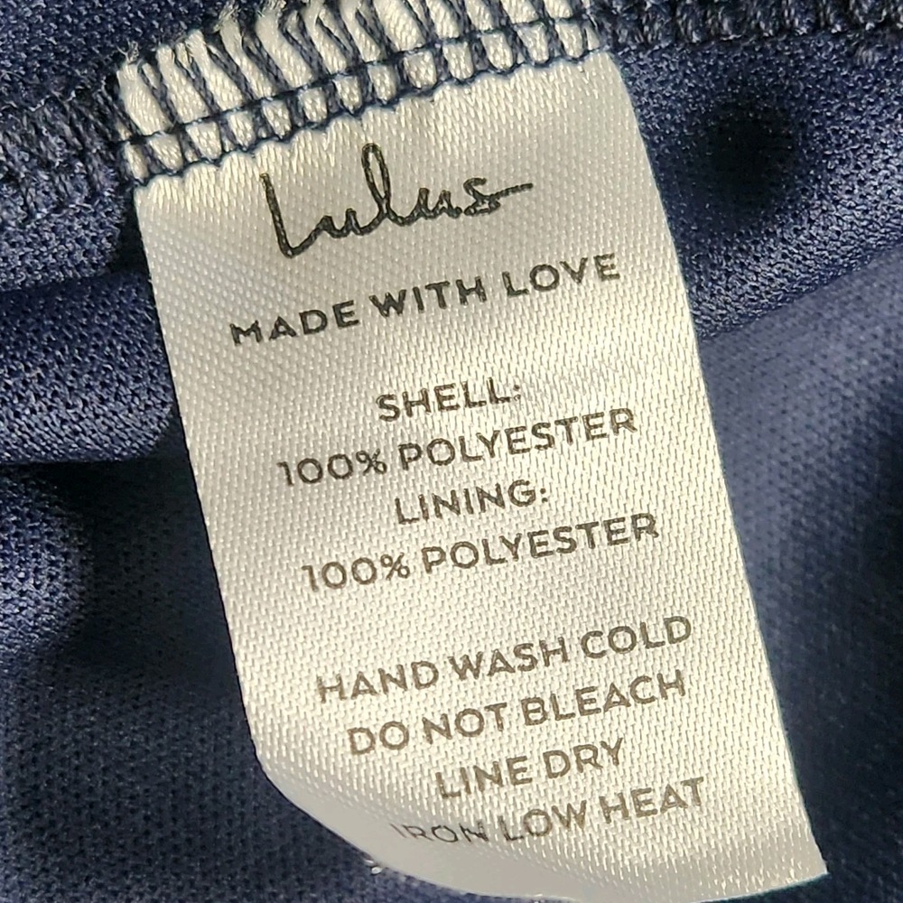 Lulu's Dress Size S Navy Blue White Plaid Chiffon 3/4 Sleeve Skate Mini - Picture 6 of 8